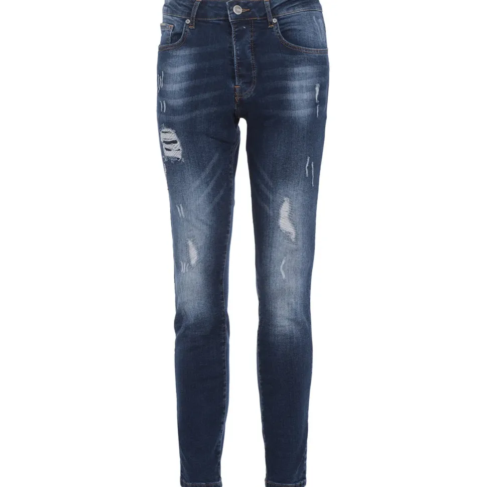 Jean Slim Destroy Delave Bleu Fonce