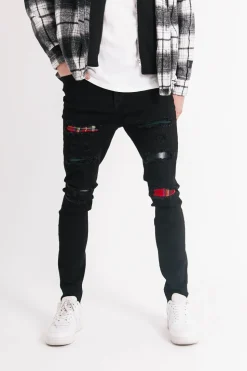 Jean Tartan Destroyed Noir