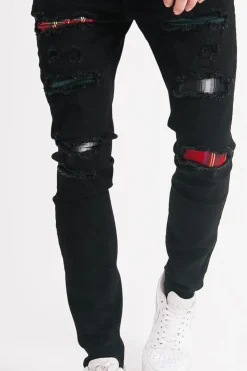Jean Tartan Destroyed Noir