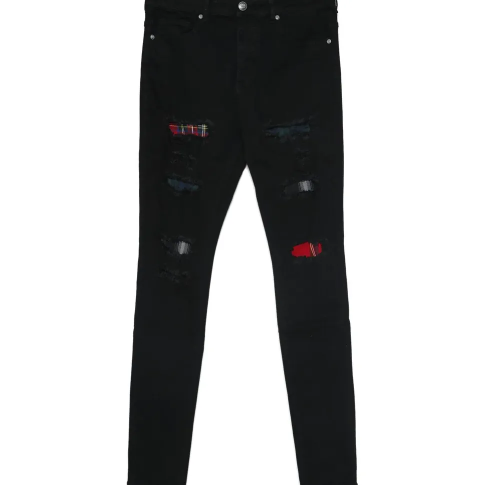 Jean Tartan Destroyed Noir