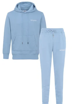 Jogging + Sweat Capuche Logo Brode Bleu Clair