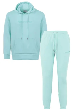 Jogging + Sweat Capuche Logo Gomme Vert Clair