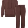 Jogging + Sweat Capuche Logo Brode Marron