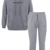 Jogging + Sweat Capuche Logo Gomme Gris Fonce
