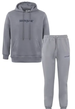 Jogging + Sweat Capuche Logo Gomme Gris Fonce
