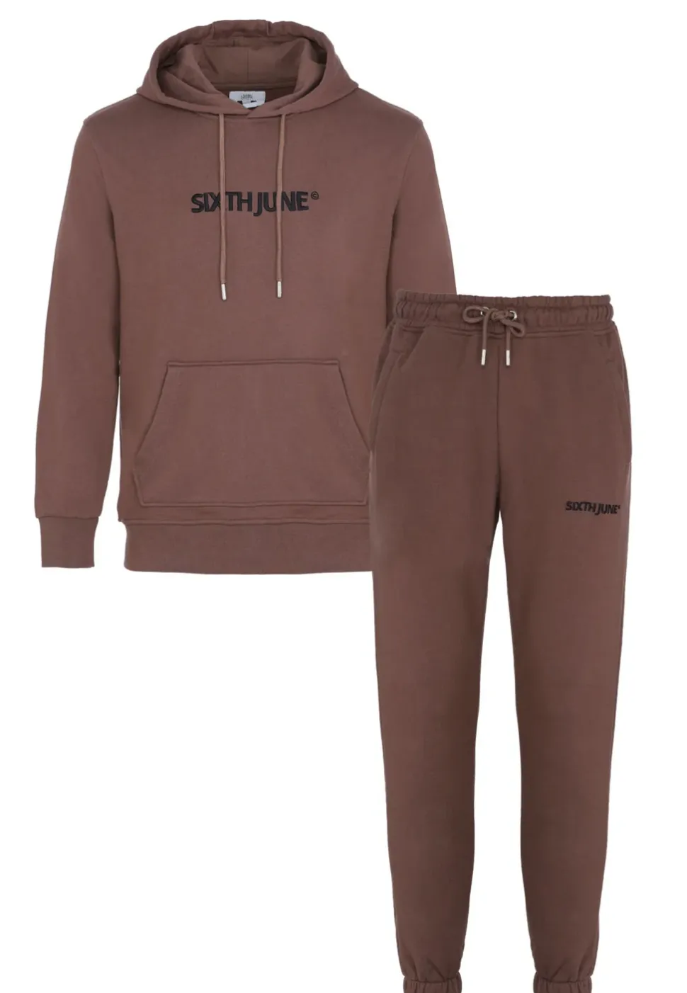 Jogging + Sweat Capuche Logo Brode Marron