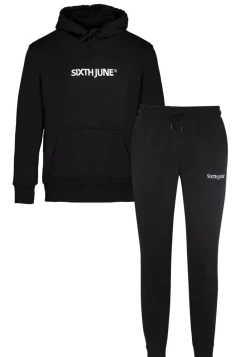 Jogging + Sweat Capuche Logo Brode Noir