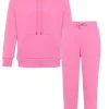 Jogging + Sweat Capuche Logo Gomme Rose