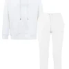 Jogging + Sweat Capuche Logo Gomme Blanc
