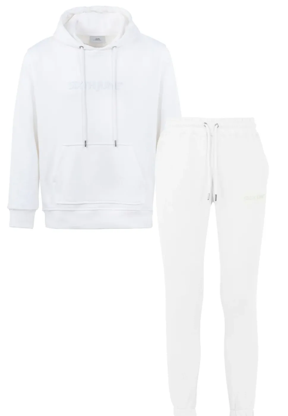 Jogging + Sweat Capuche Logo Gomme Blanc