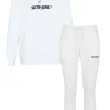 Jogging + Sweat Capuche Logo Brode Blanc