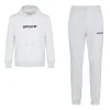 Jogging + Sweat Capuche Logo Brode Gris Clair
