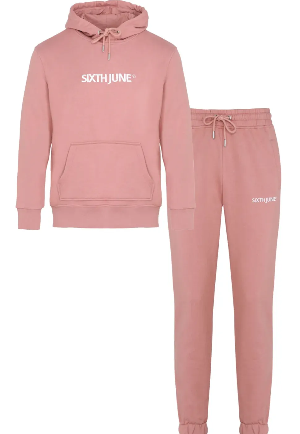 Jogging + Sweat Capuche Logo Brode Rose Fonce
