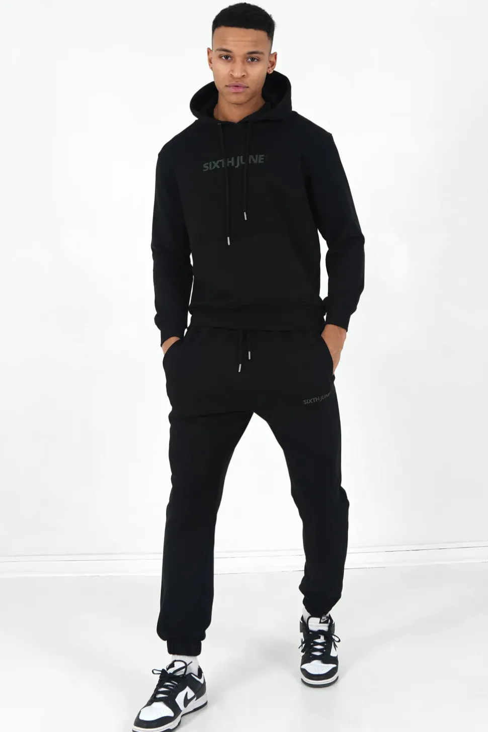 Jogging + Sweat Capuche Logo Gomme Noir