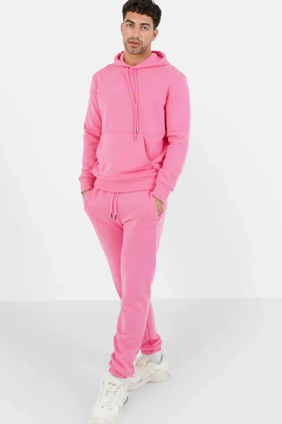 Jogging + Sweat Capuche Logo Gomme Rose