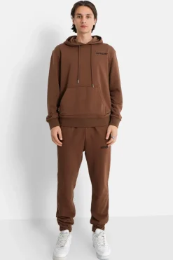 Jogging + Sweat Capuche Logo Brode Marron