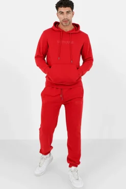 Jogging + Sweat Capuche Logo Gomme Rouge