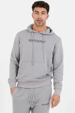 Jogging + Sweat Capuche Logo Gomme Gris Fonce