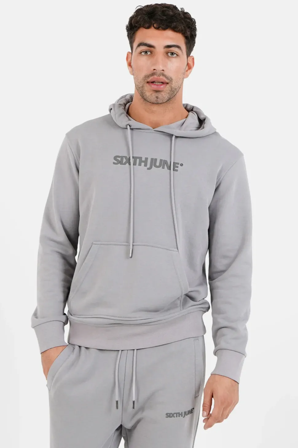 Jogging + Sweat Capuche Logo Gomme Gris Fonce
