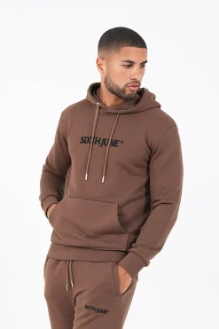 Jogging + Sweat Capuche Logo Brode Marron