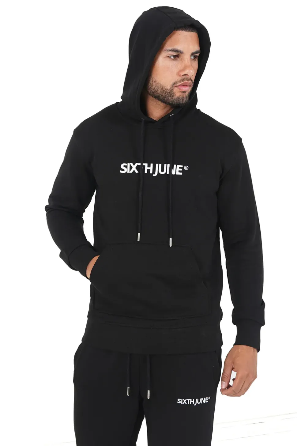 Jogging + Sweat Capuche Logo Brode Noir