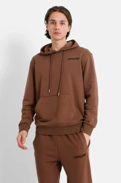 Jogging + Sweat Capuche Logo Brode Marron