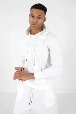 Jogging + Sweat Capuche Logo Gomme Blanc