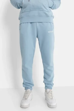 Jogging + Sweat Capuche Logo Brode Bleu Clair