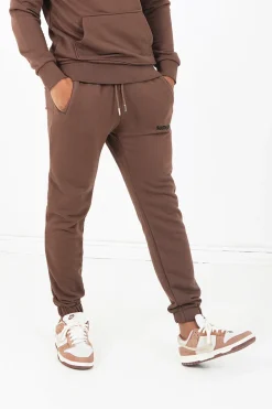 Jogging + Sweat Capuche Logo Brode Marron