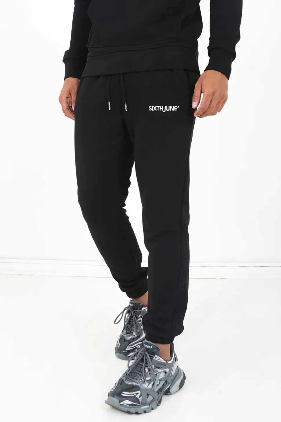 Jogging + Sweat Capuche Logo Brode Noir