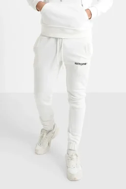 Jogging + Sweat Capuche Logo Brode Blanc