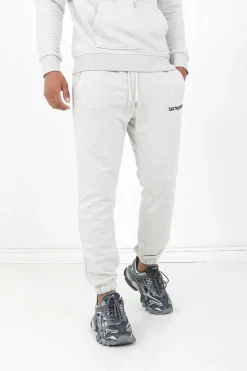 Jogging + Sweat Capuche Logo Brode Gris Clair