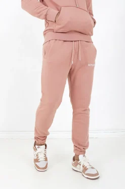 Jogging + Sweat Capuche Logo Brode Rose Fonce