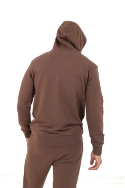 Jogging + Sweat Capuche Logo Brode Marron