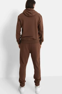 Jogging + Sweat Capuche Logo Brode Marron