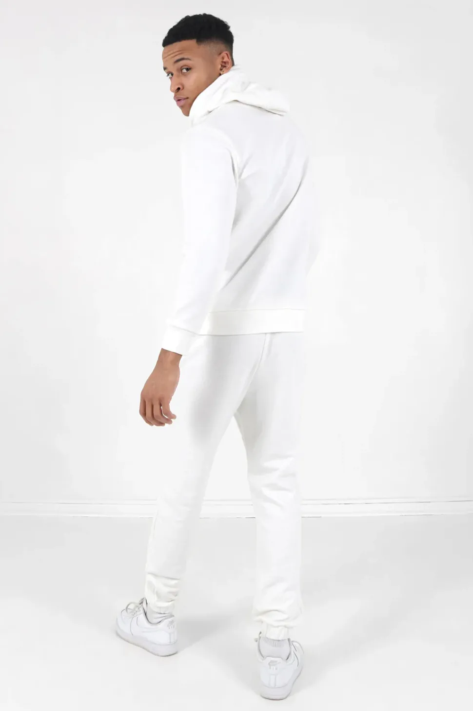 Jogging + Sweat Capuche Logo Gomme Blanc
