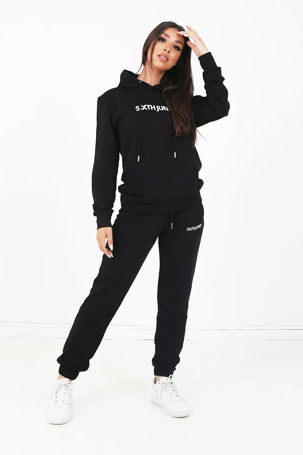 Jogging + Sweat Capuche Logo Brode Noir