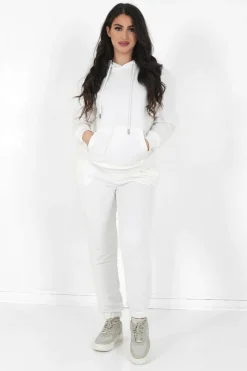 Jogging + Sweat Capuche Logo Gomme Blanc