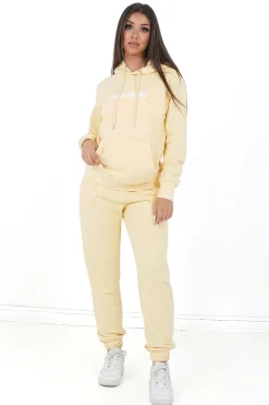 Jogging + Sweat Capuche Logo Brode Jaune