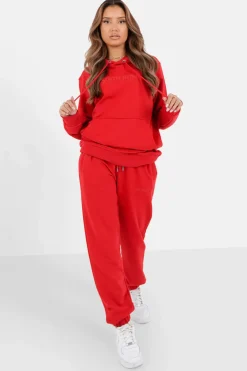 Jogging + Sweat Capuche Logo Gomme Rouge