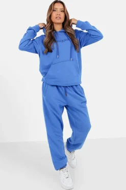 Jogging + Sweat Capuche Logo Gomme Bleu Fonce