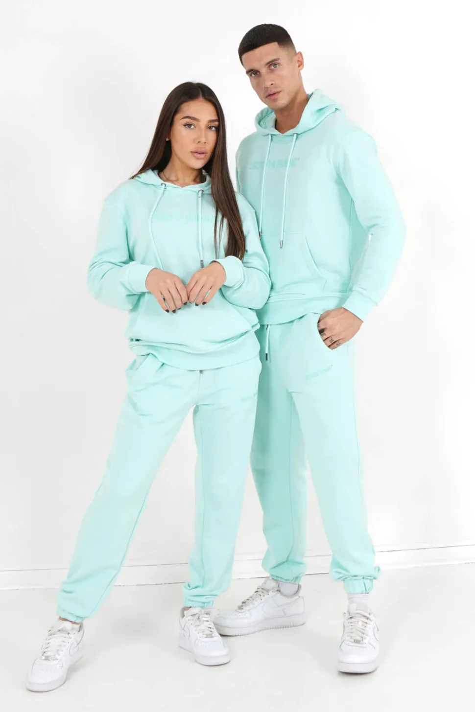 Jogging + Sweat Capuche Logo Gomme Vert Clair