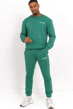 Jogging + Sweat Logo Brode Vert Fonce