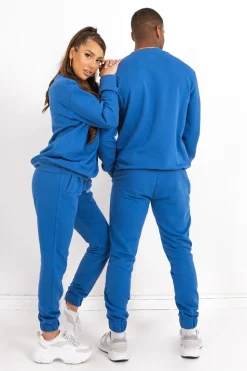 Jogging + Sweat Logo Brode Bleu Fonce