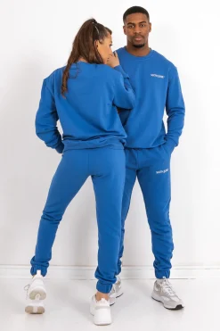 Jogging + Sweat Logo Brode Bleu Fonce