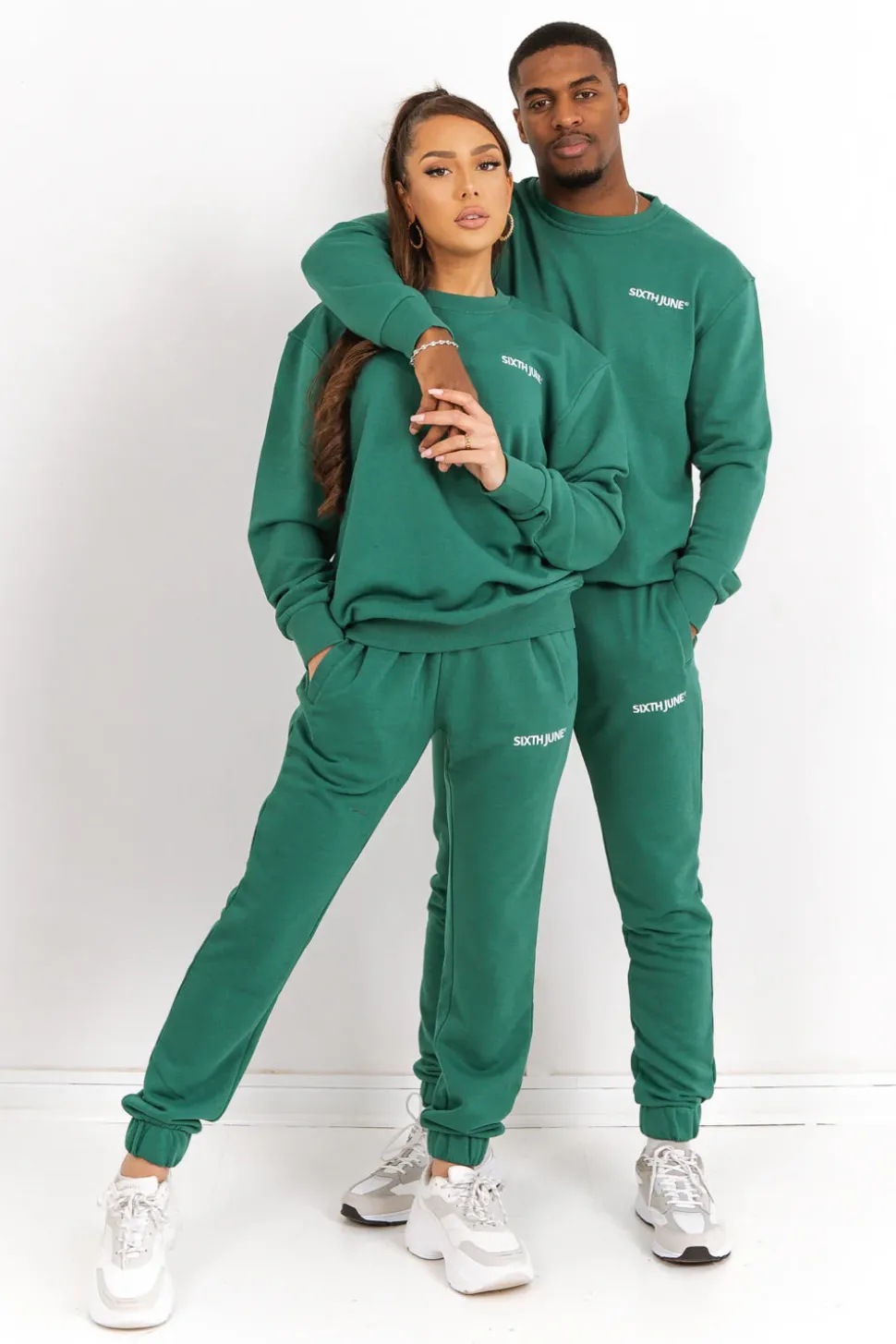 Jogging + Sweat Logo Brode Vert Fonce