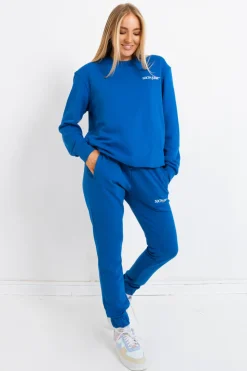 Jogging + Sweat Logo Brode Bleu Fonce