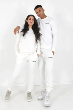 Jogging + Sweat Logo Brode Blanc
