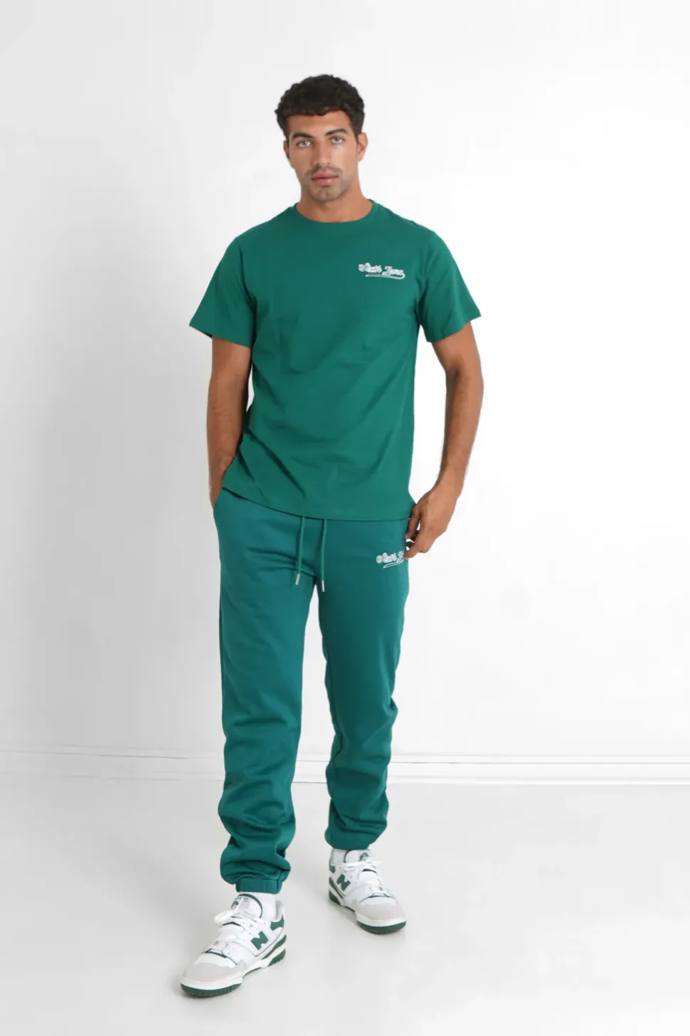 Jogging Broderie Retro Vert Fonce