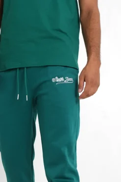 Jogging Broderie Retro Vert Fonce